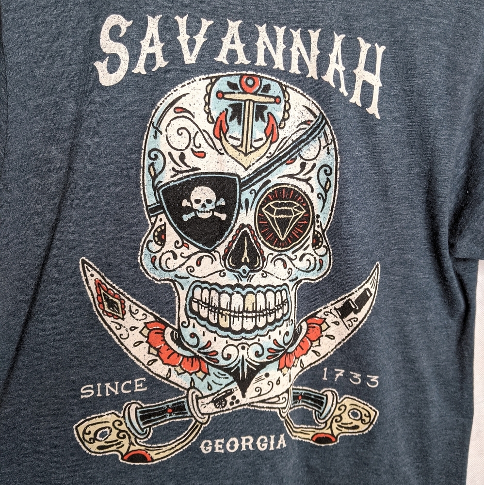 Savannah Georgia Sugar Skull Pirate Shirt Unisex
